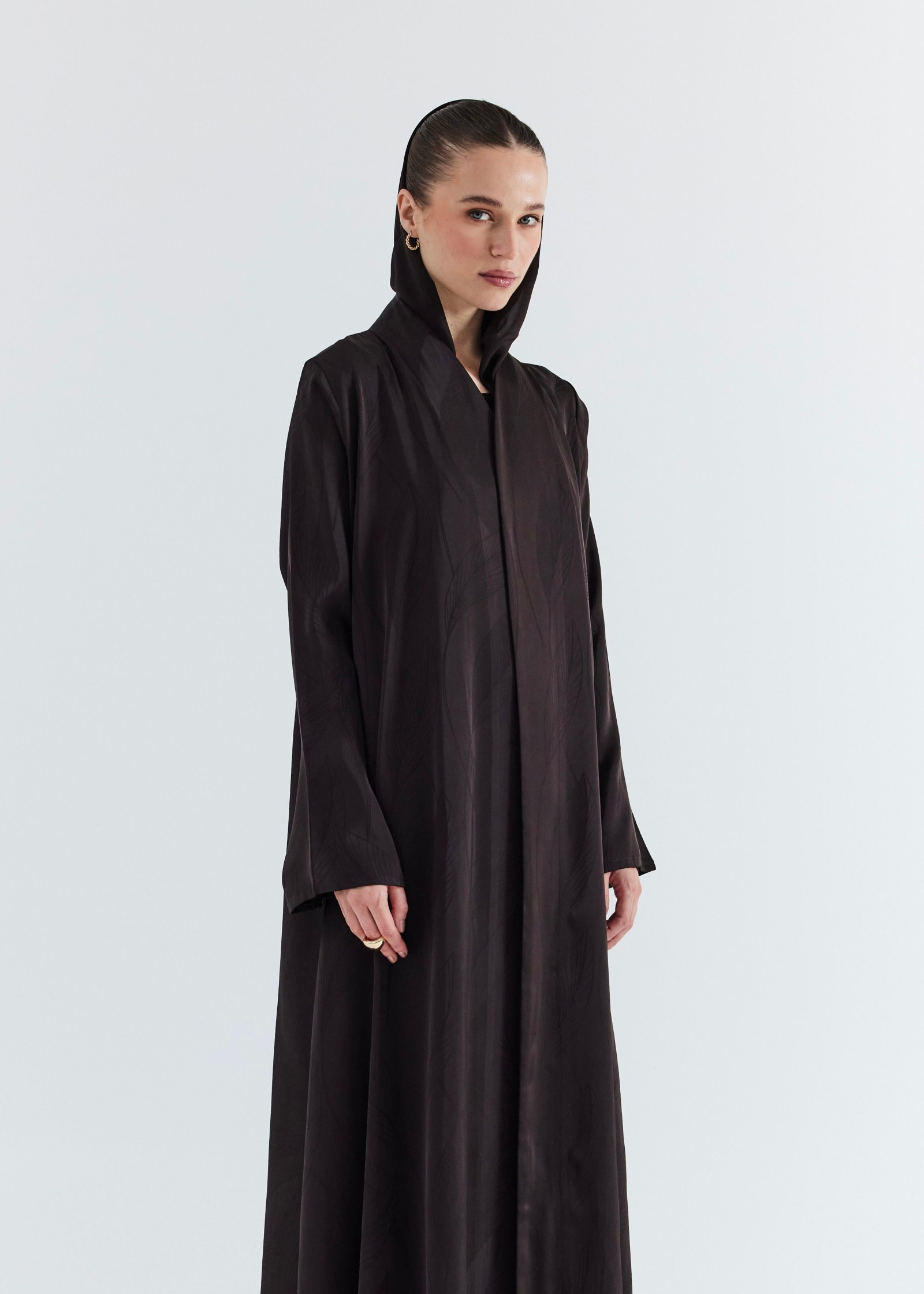 M067-2 Brown Leaf Abaya (S 59 Black color)