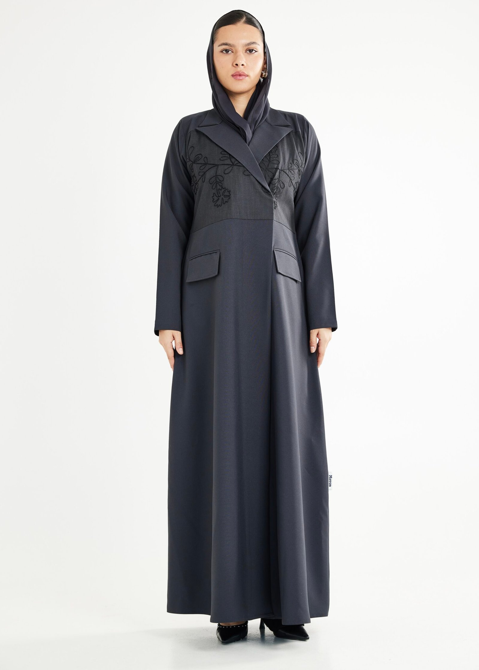 Gray Rose Abaya (M 54)