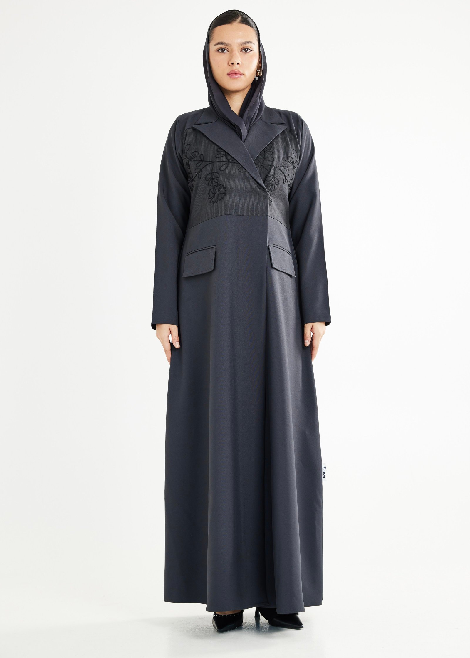 Gray Rose Abaya (M 54)