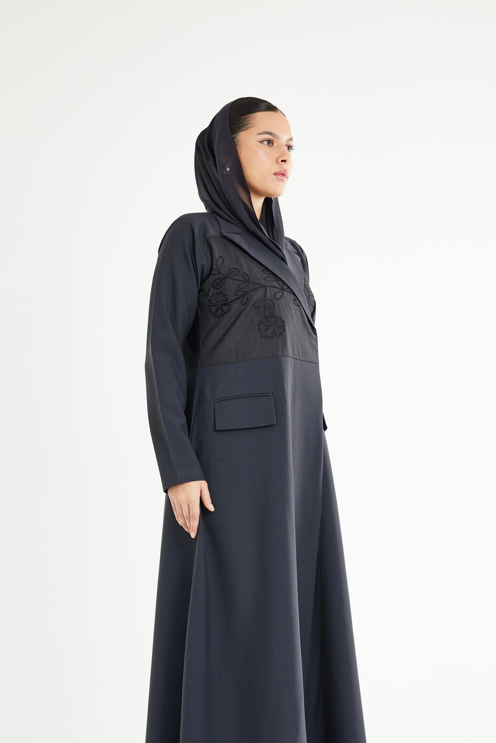 Gray Rose Abaya (M 54)