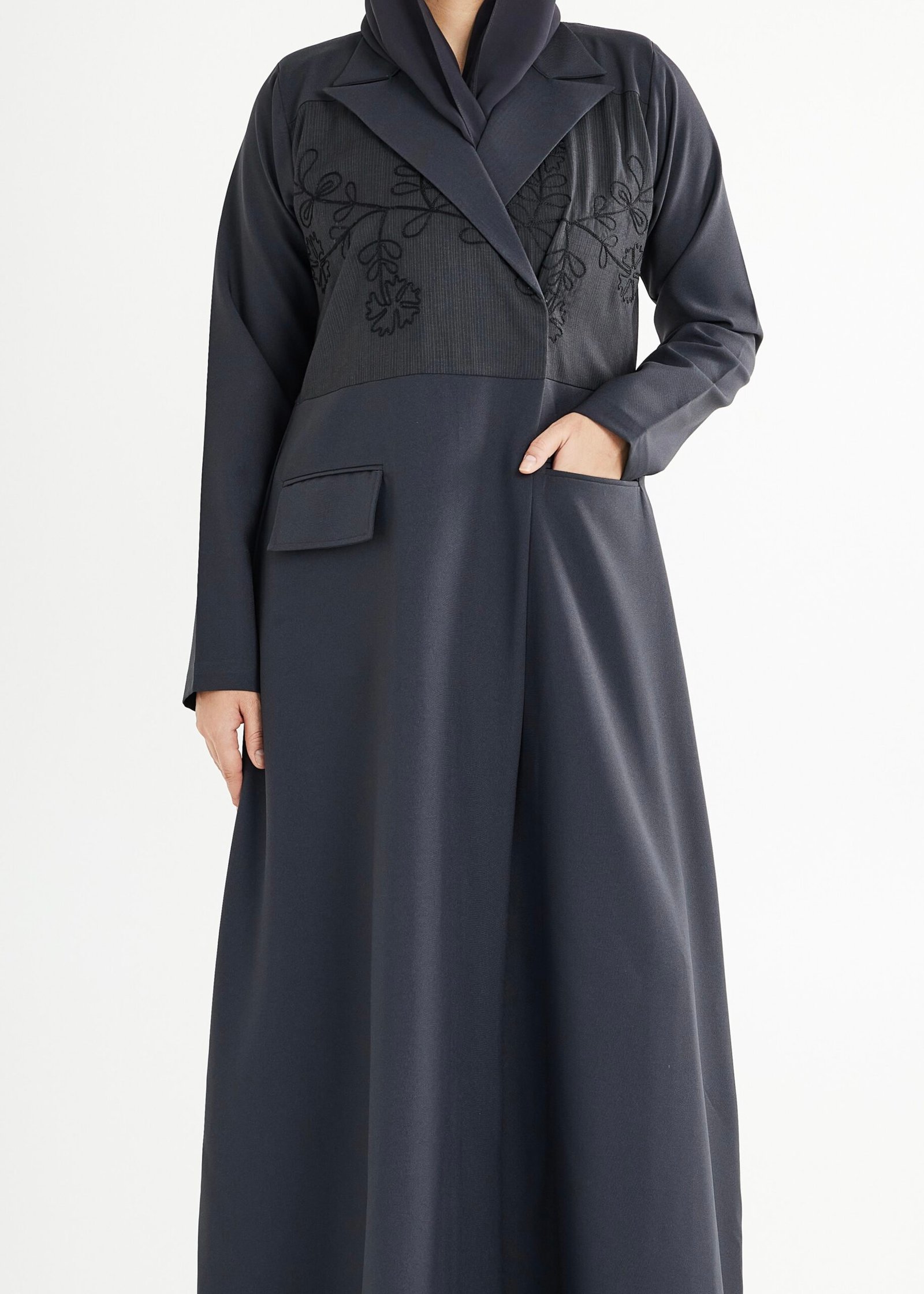 Gray Rose Abaya (M 54)