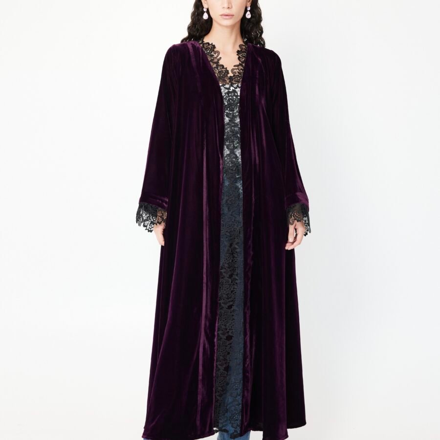 M106-1 Velvet Lace Abaya