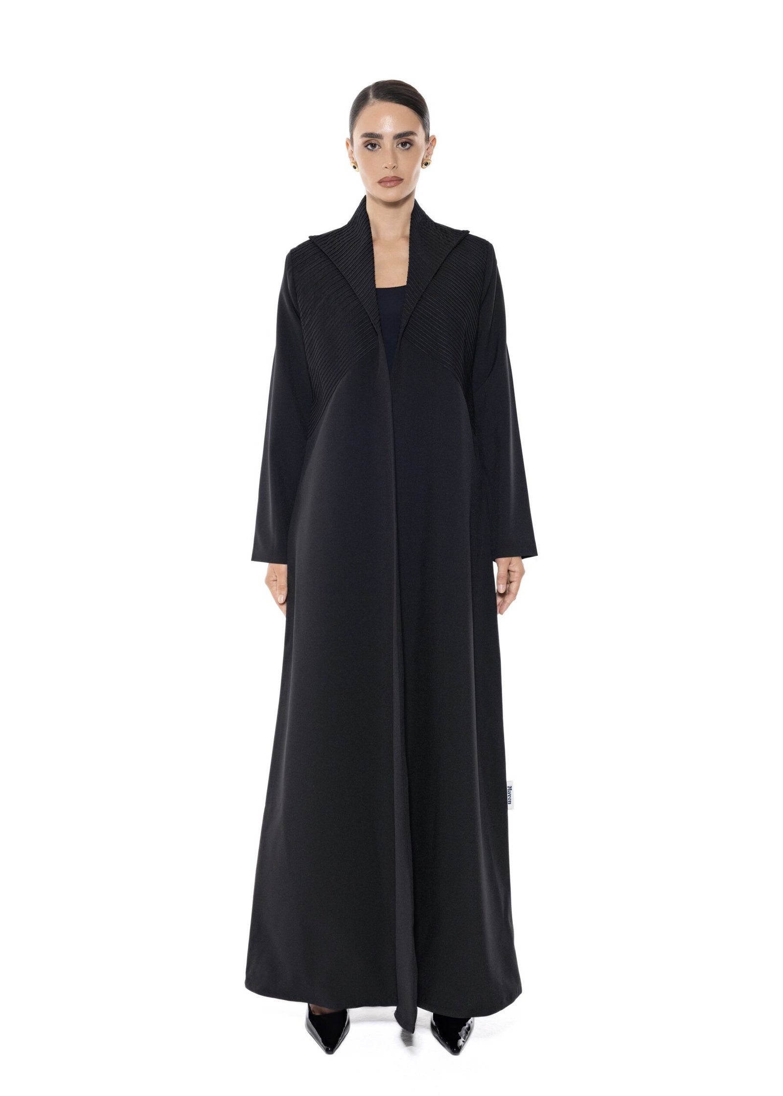 M147 BLACK 1.jpg Stripe Collar Abaya