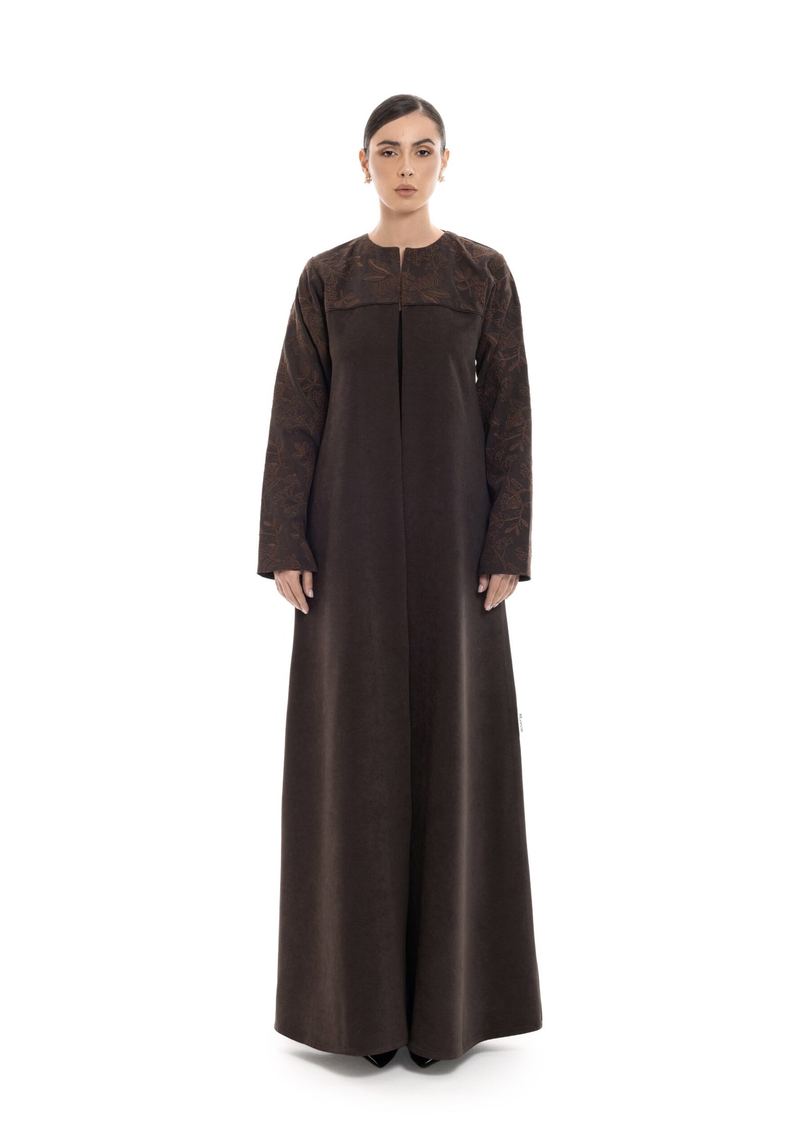 M163-1-Dark brown 1.jpg Autumn Abaya