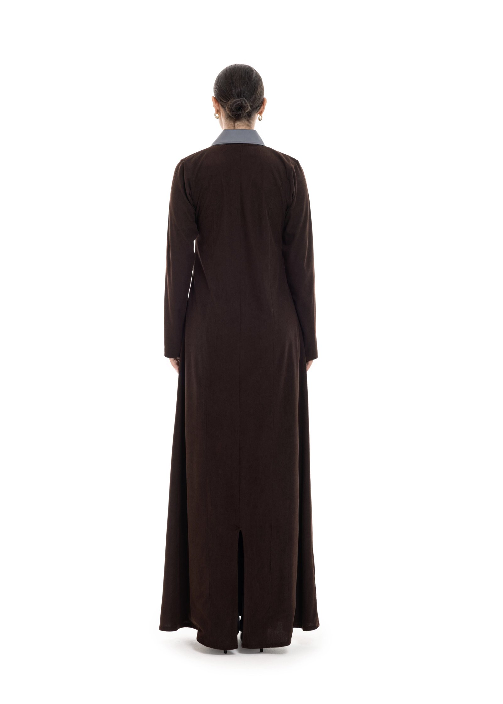 M168-5-Brown 2 .jpg Zipline Abaya