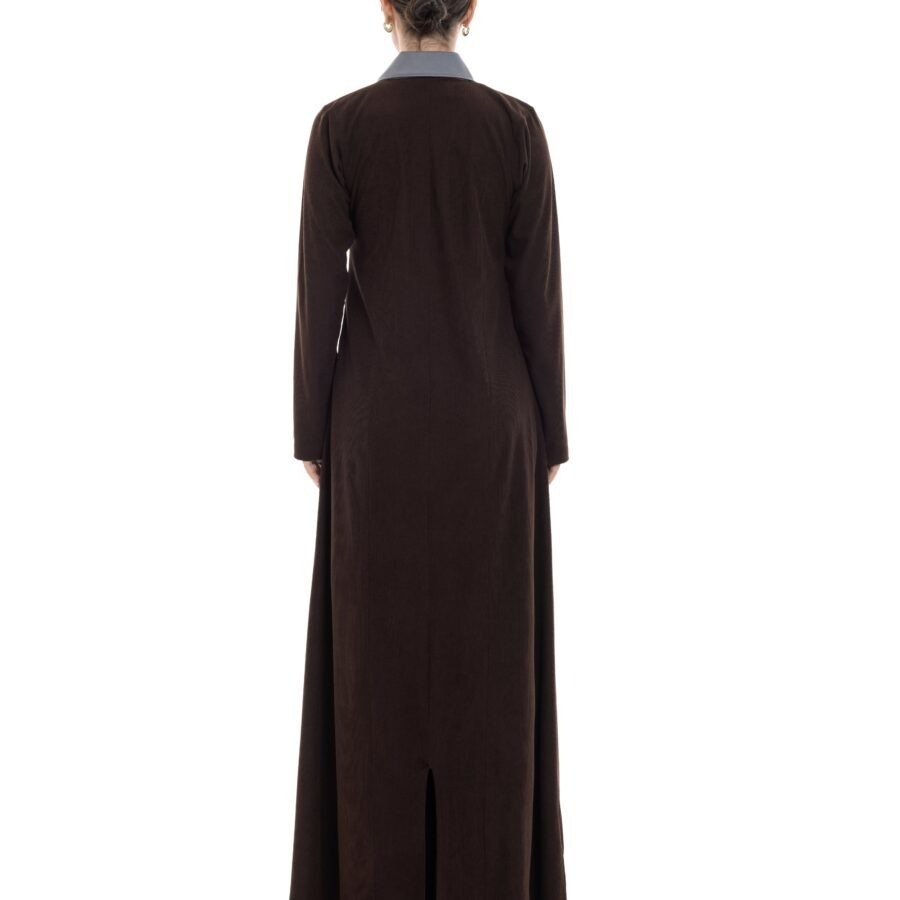 M168-5-Brown 2 .jpg Zipline Abaya